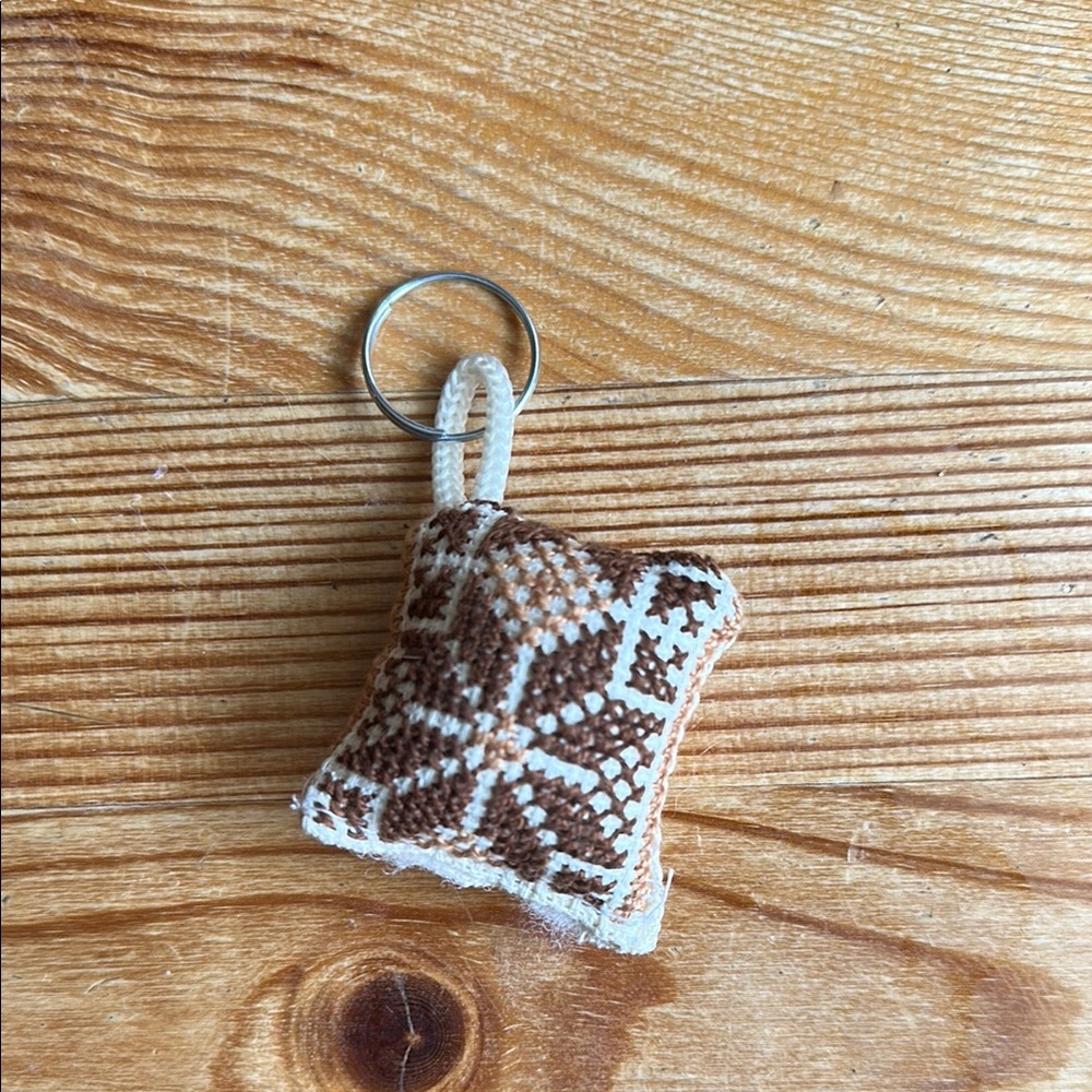 Vintage Cross Stitch Quilted Keychain